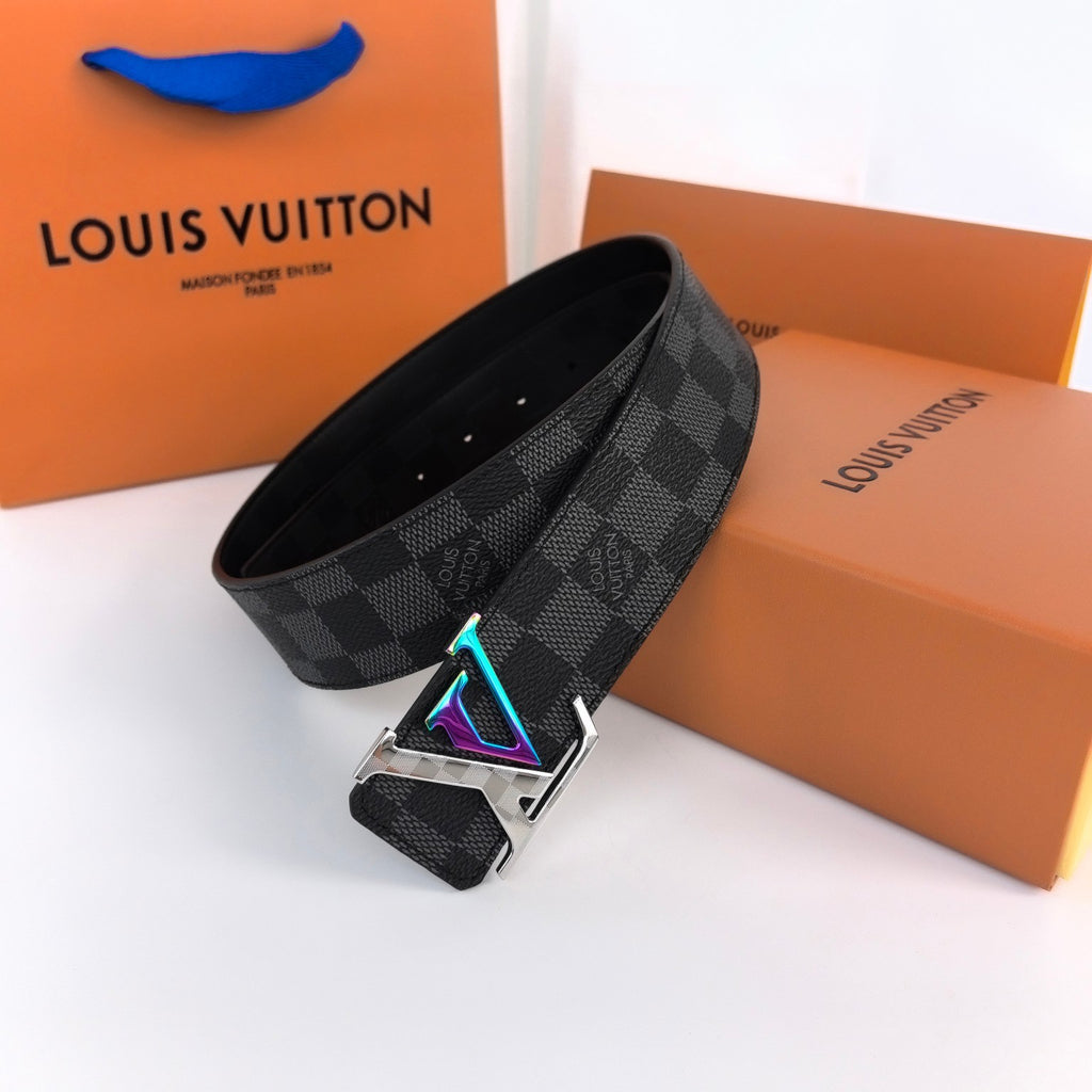 Louis Vuitton LV Initiales 40MM Damier Cobalt Rainbow Belt