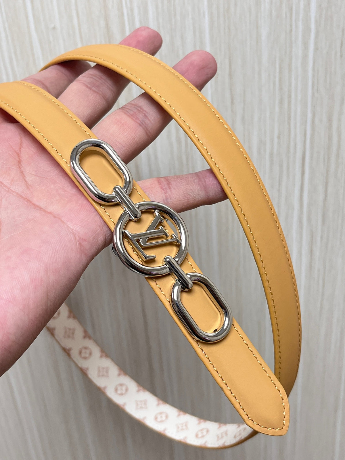 Louis Vuitton My LV Chain 25MM Reversible Belt White Pink