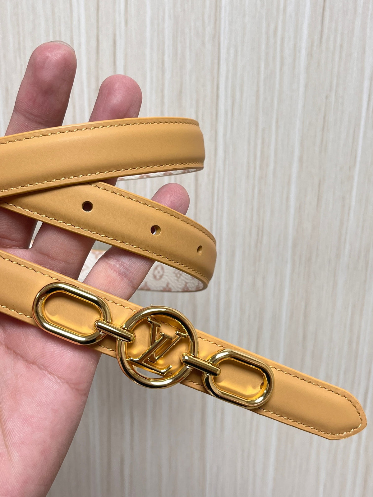 Louis Vuitton My LV Chain 25MM Reversible Belt White Pink