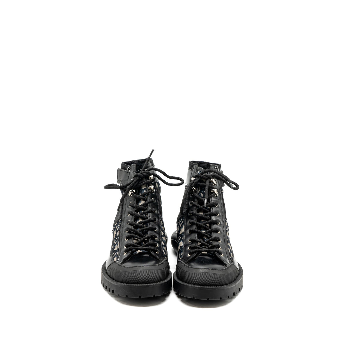 DIOR COMBAT MID TOP BOOTS DIOR BLUE OBLIQUE BLACK SHW