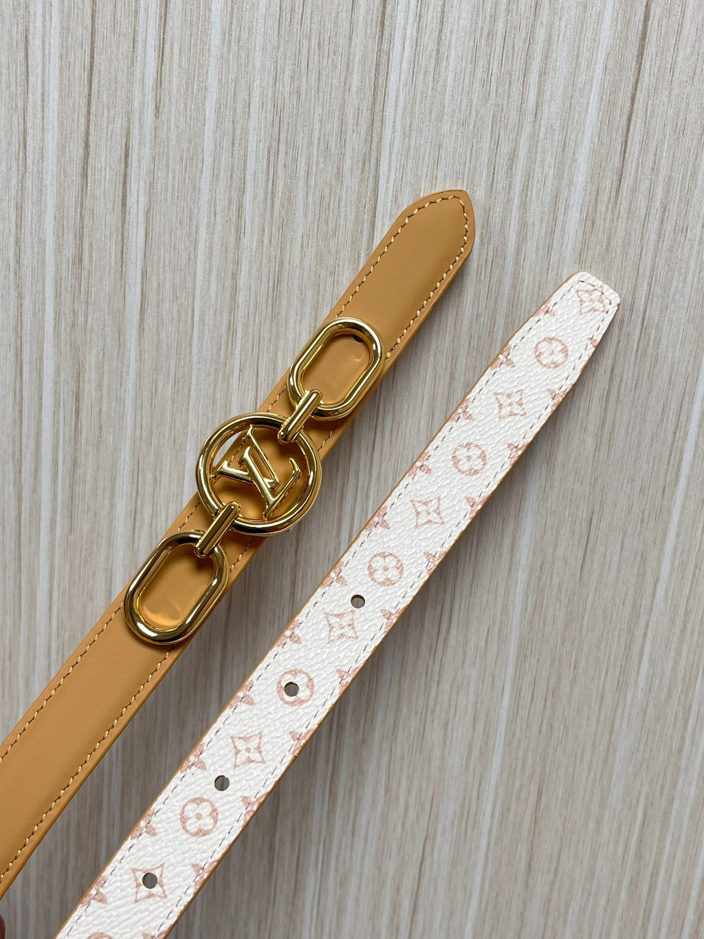 Louis Vuitton My LV Chain 25MM Reversible Belt White Pink