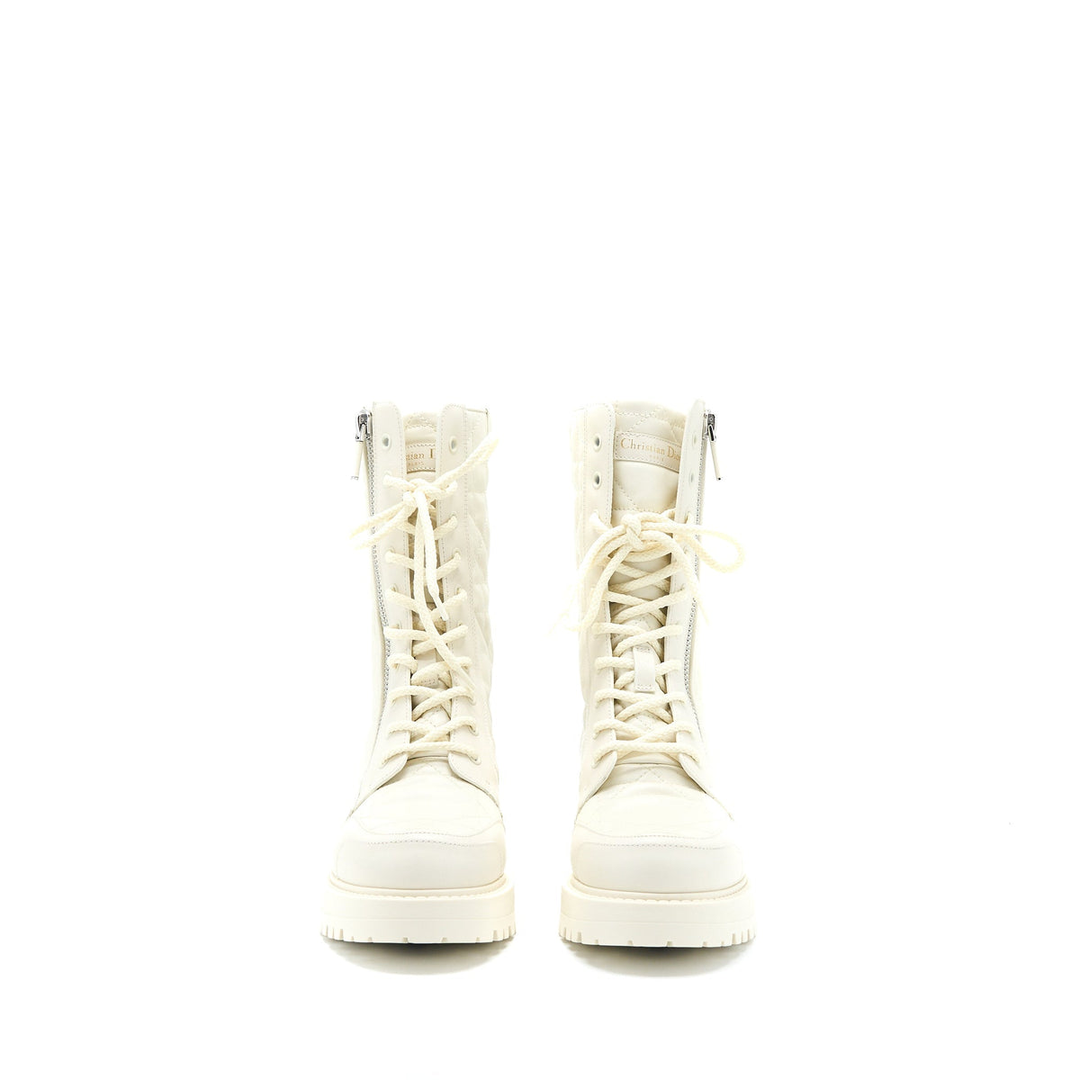 DIOR D-LEADER ANKLE BOOT QUILTED CANNAGE CALFSKIN WHITE SHW