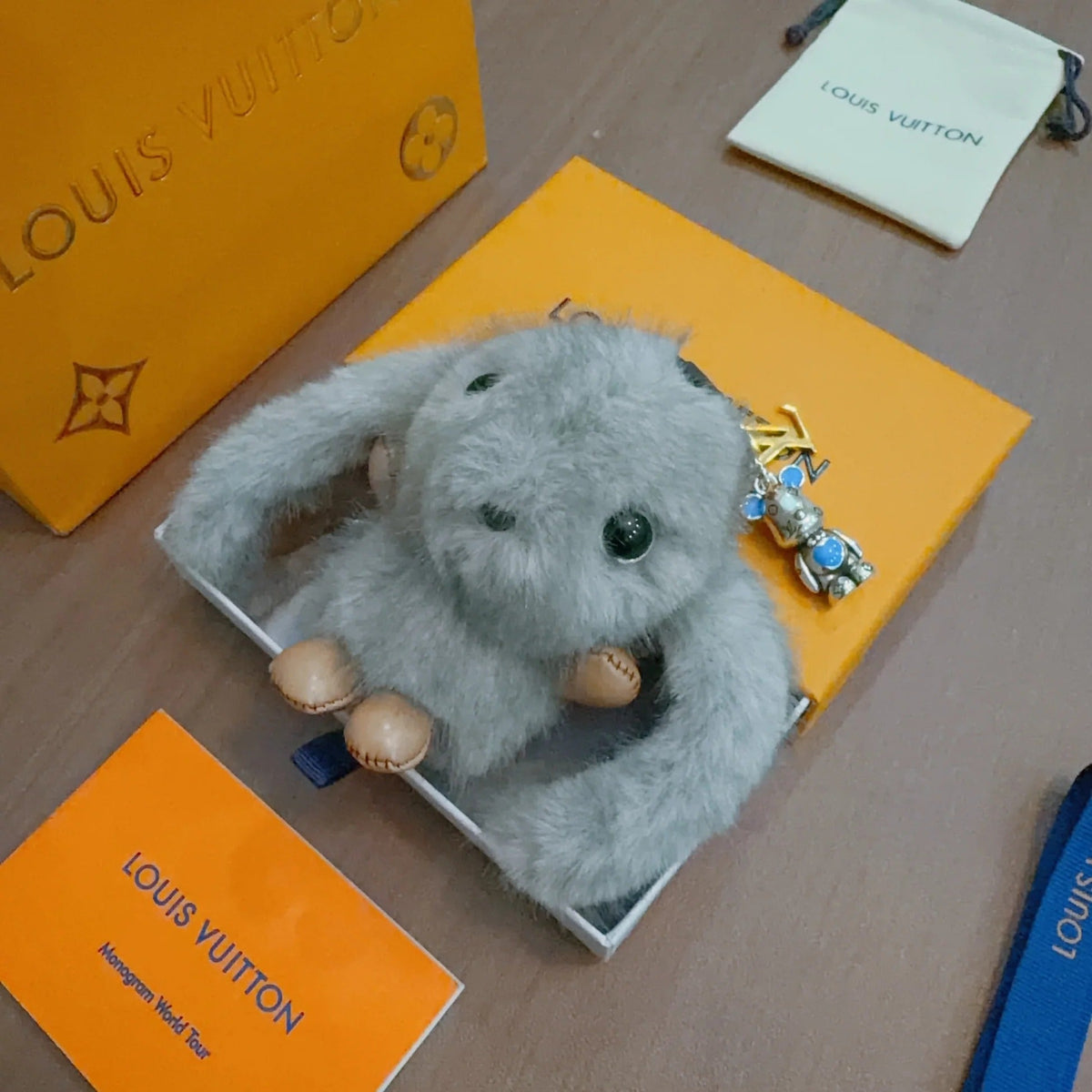 LV Gray Rabbit Keychain Charm