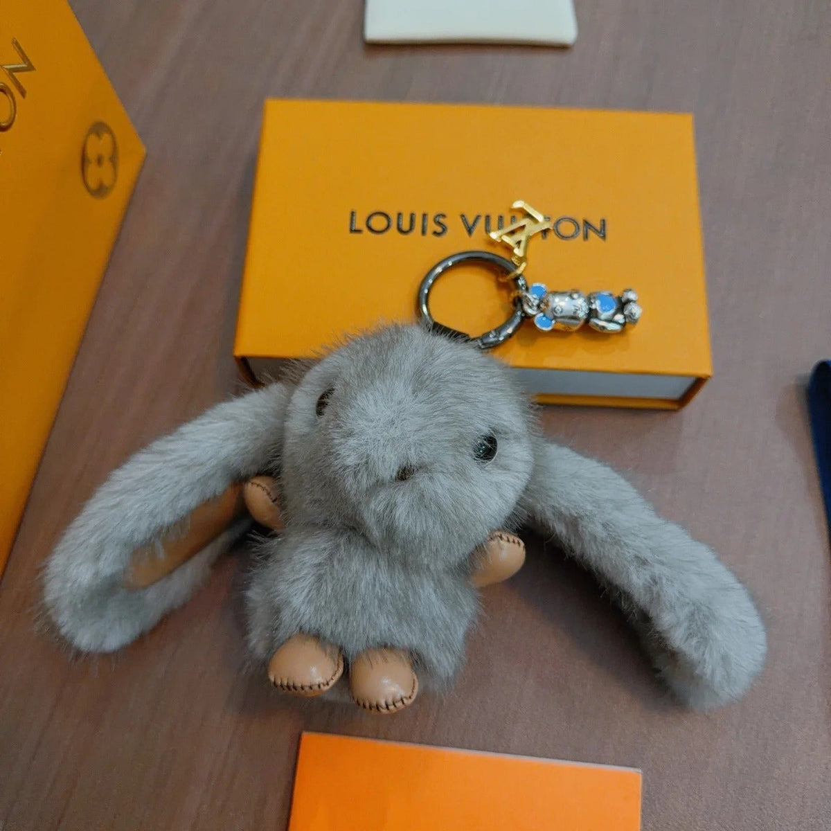 LV Gray Rabbit Keychain Charm