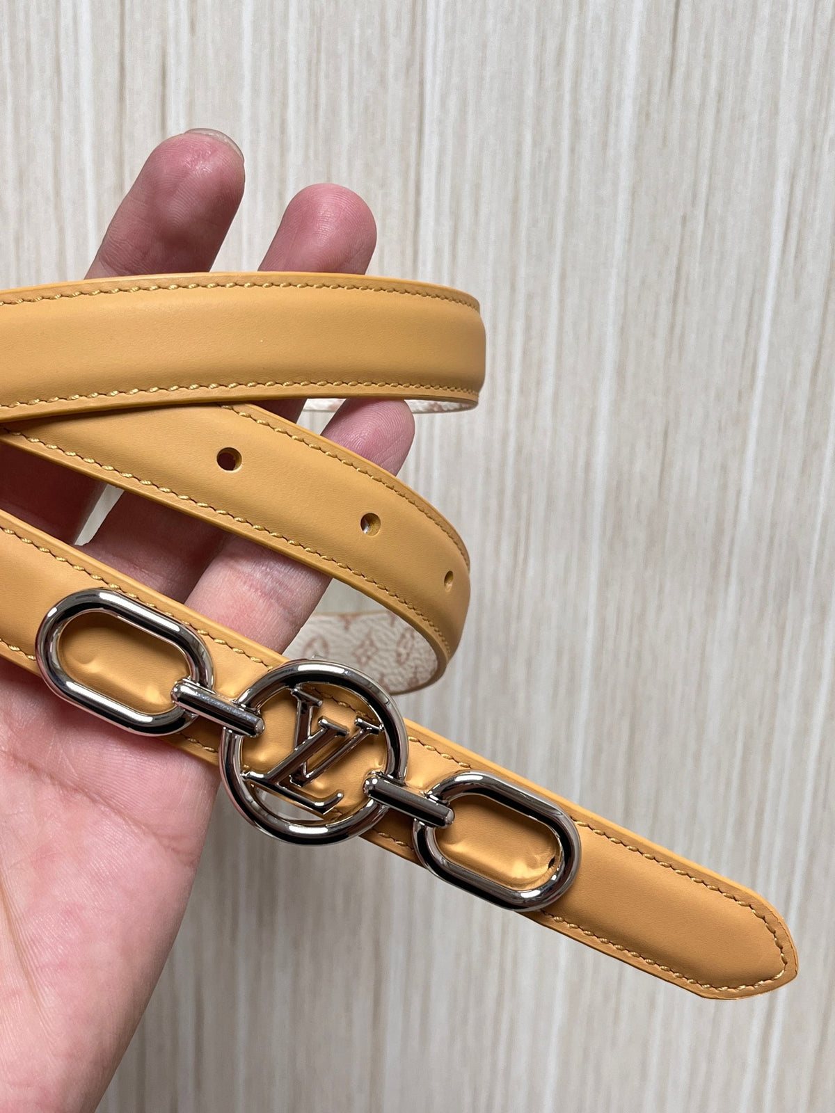 Louis Vuitton My LV Chain 25MM Reversible Belt White Pink