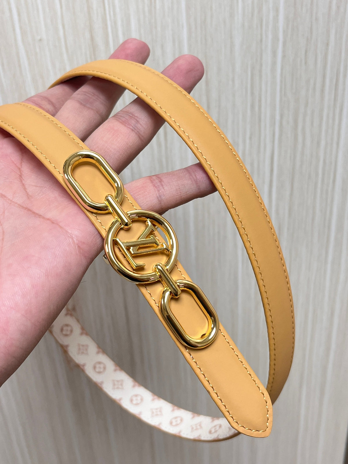 Louis Vuitton My LV Chain 25MM Reversible Belt White Pink