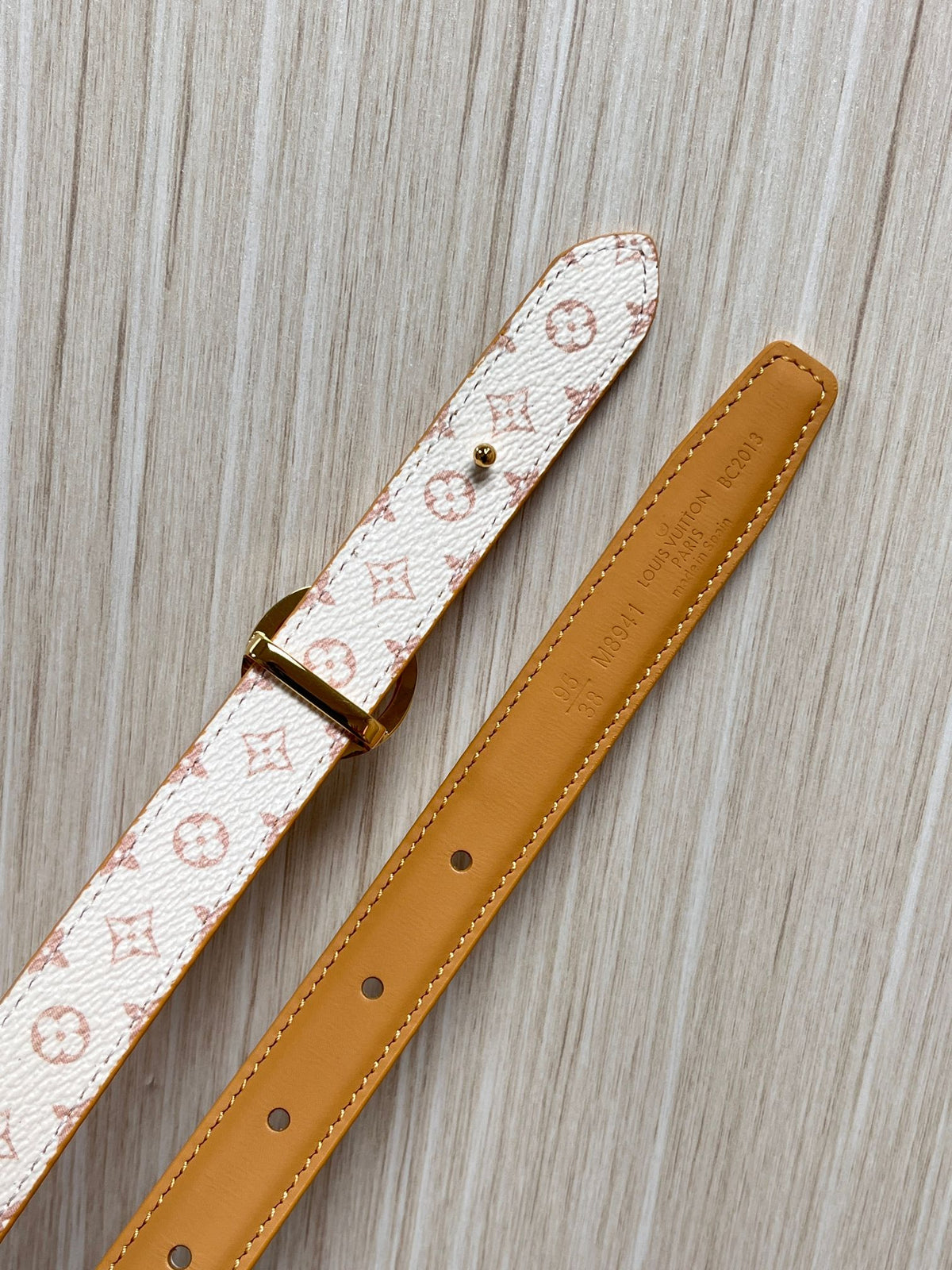 Louis Vuitton My LV Chain 25MM Reversible Belt White Pink