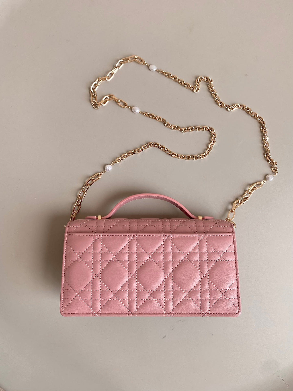 LADY 21 CHAIN BAG IN MUTED PINK LAMBSKIN