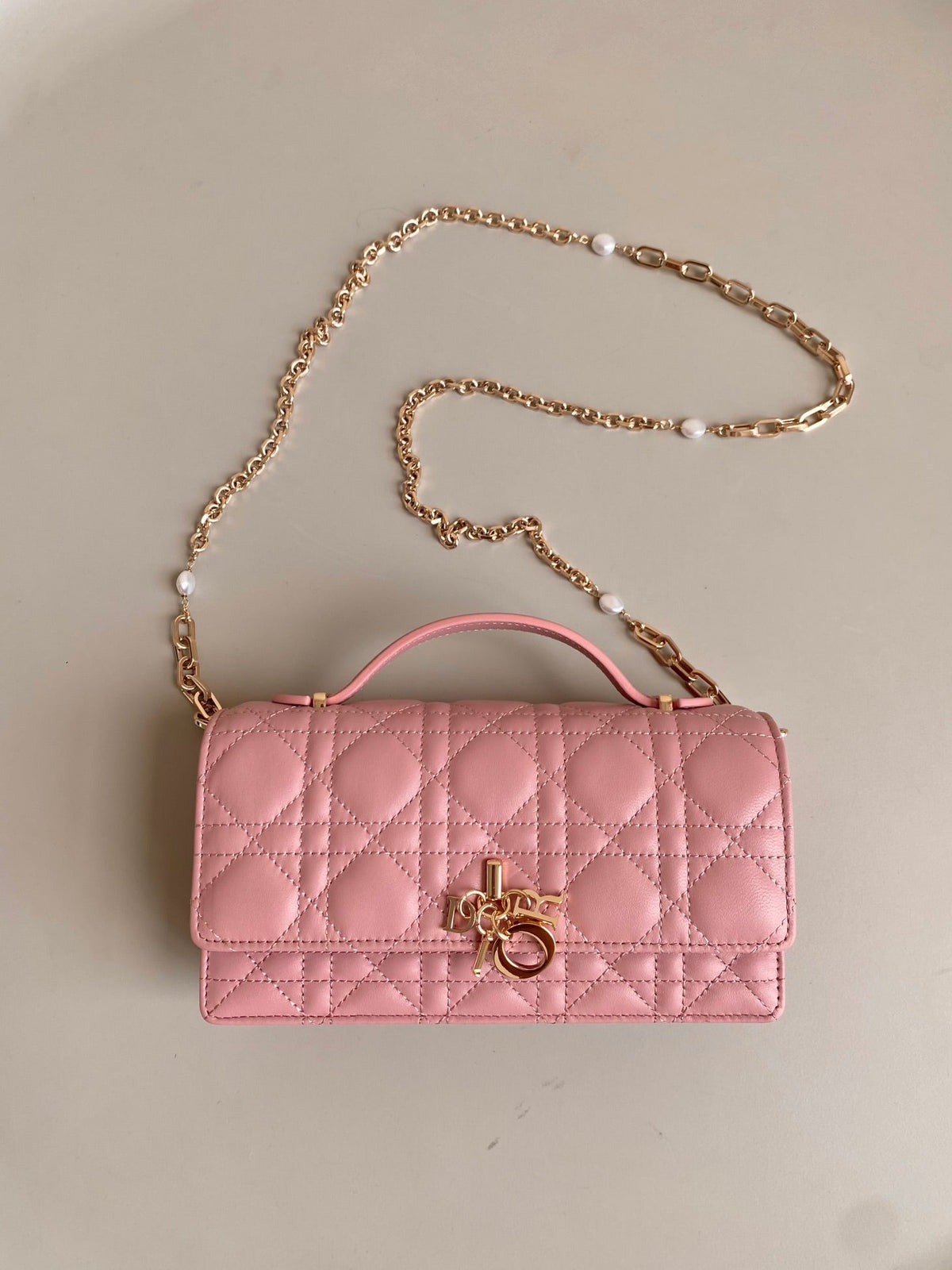 LADY 21 CHAIN BAG IN MUTED PINK LAMBSKIN