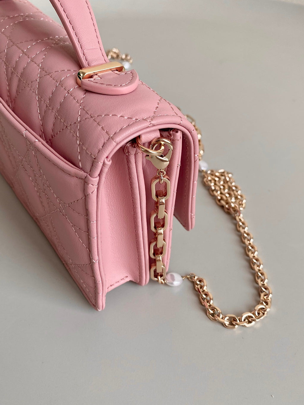 LADY 21 CHAIN BAG IN MUTED PINK LAMBSKIN