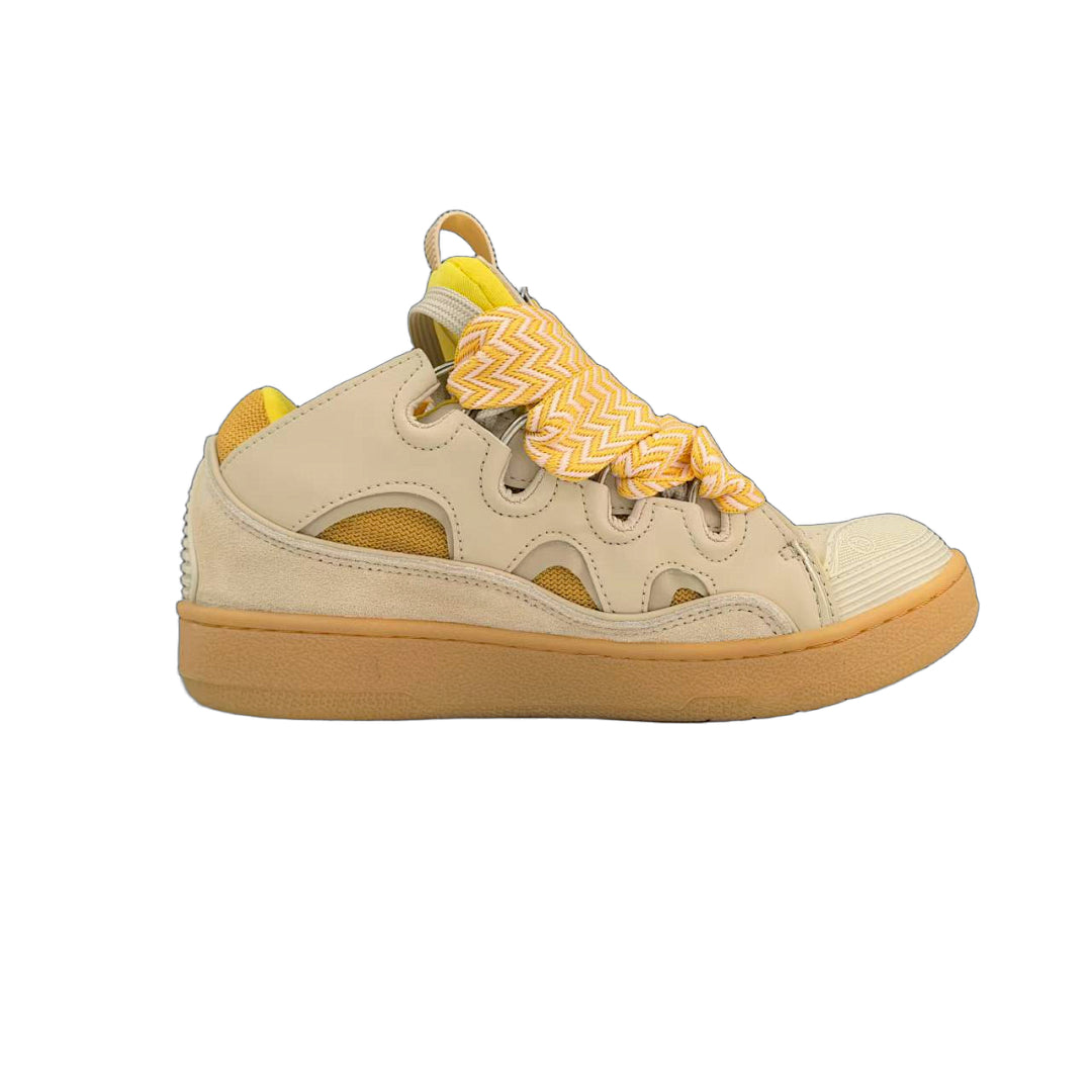 Lanvin Curb Sneakers 'Beige Yellow' - Yellow Chevron Laces