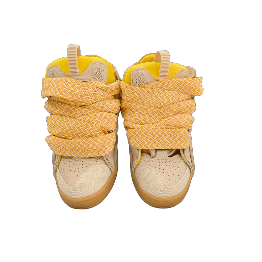 Lanvin Curb Sneakers 'Beige Yellow' - Yellow Chevron Laces