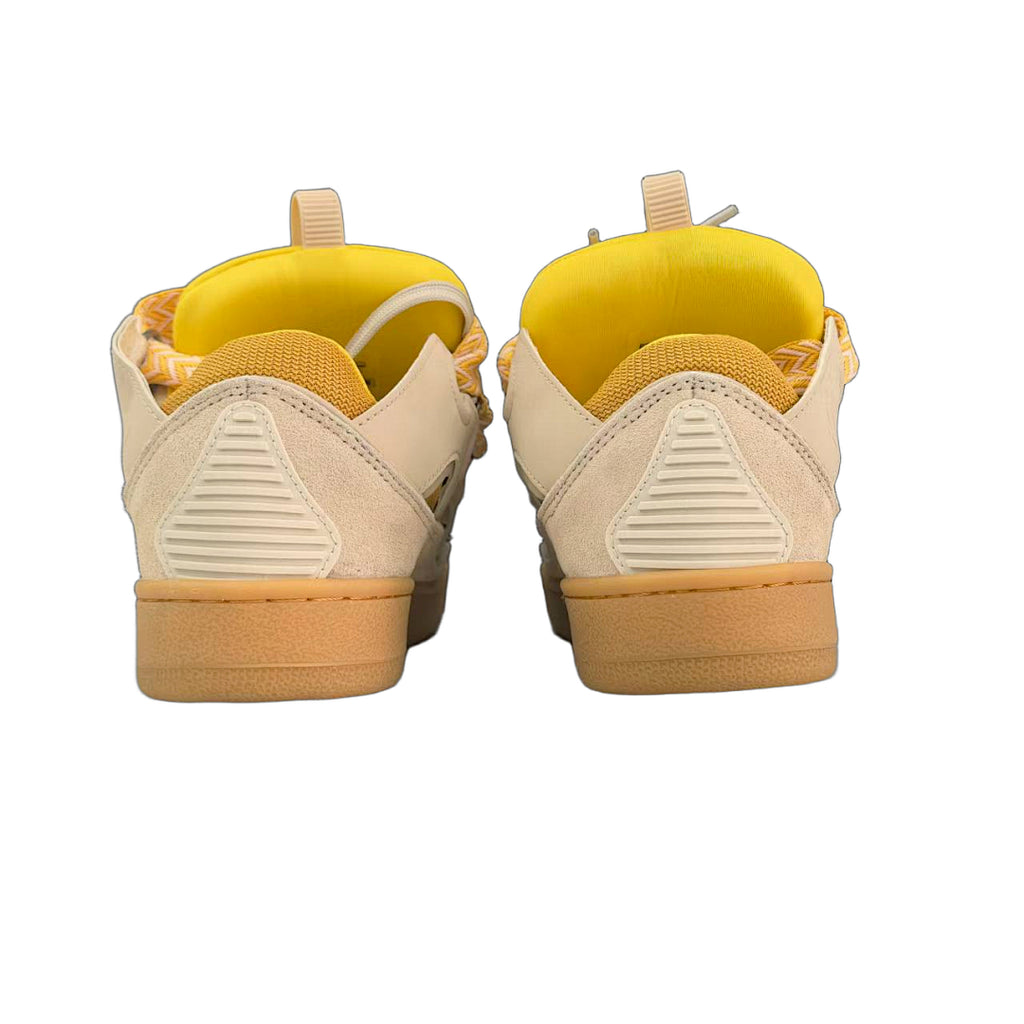 Lanvin Curb Sneakers 'Beige Yellow' - Yellow Chevron Laces