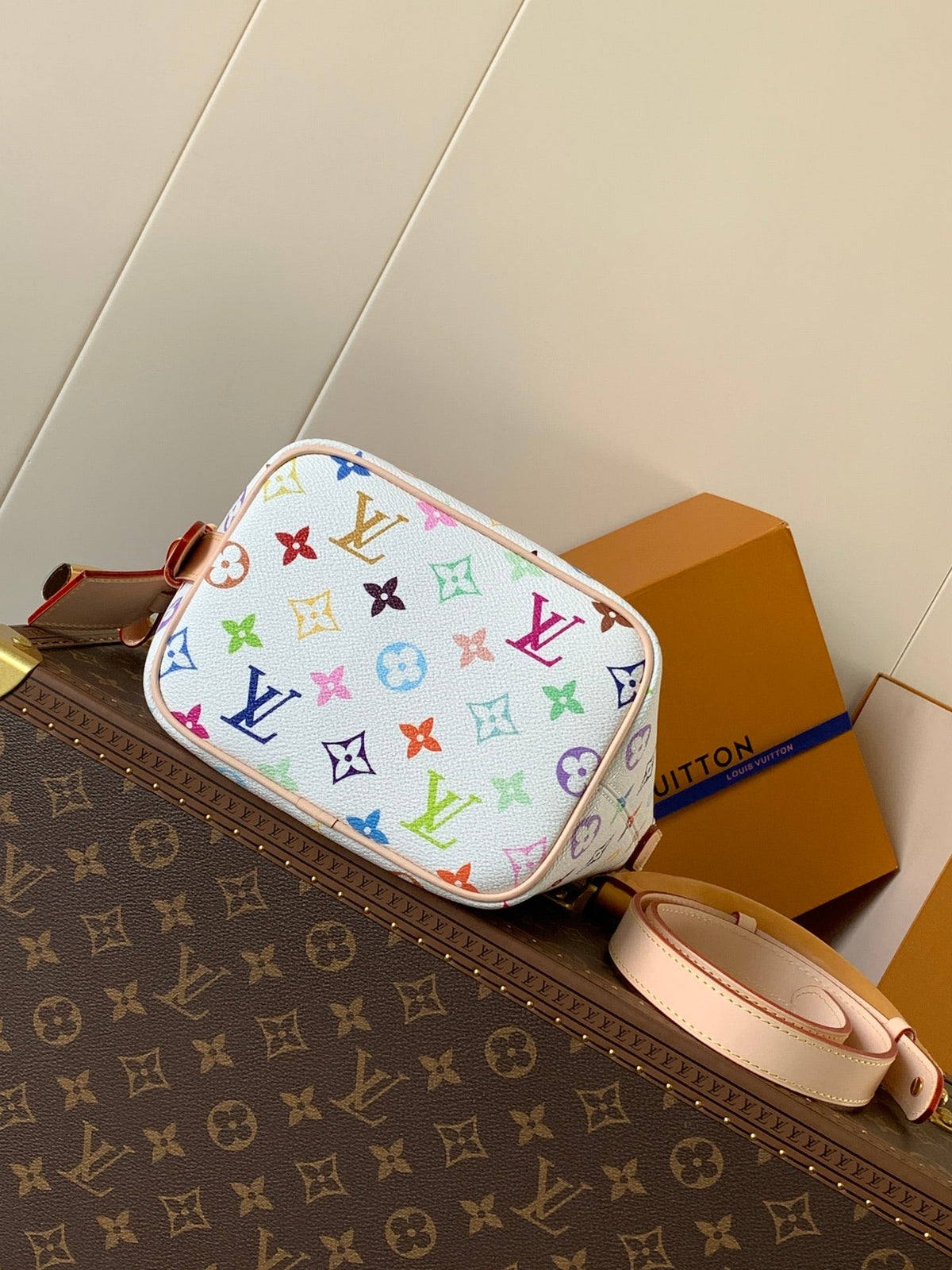 LV All In BB 16cm White Beige Monogram Canvas Cowhide
