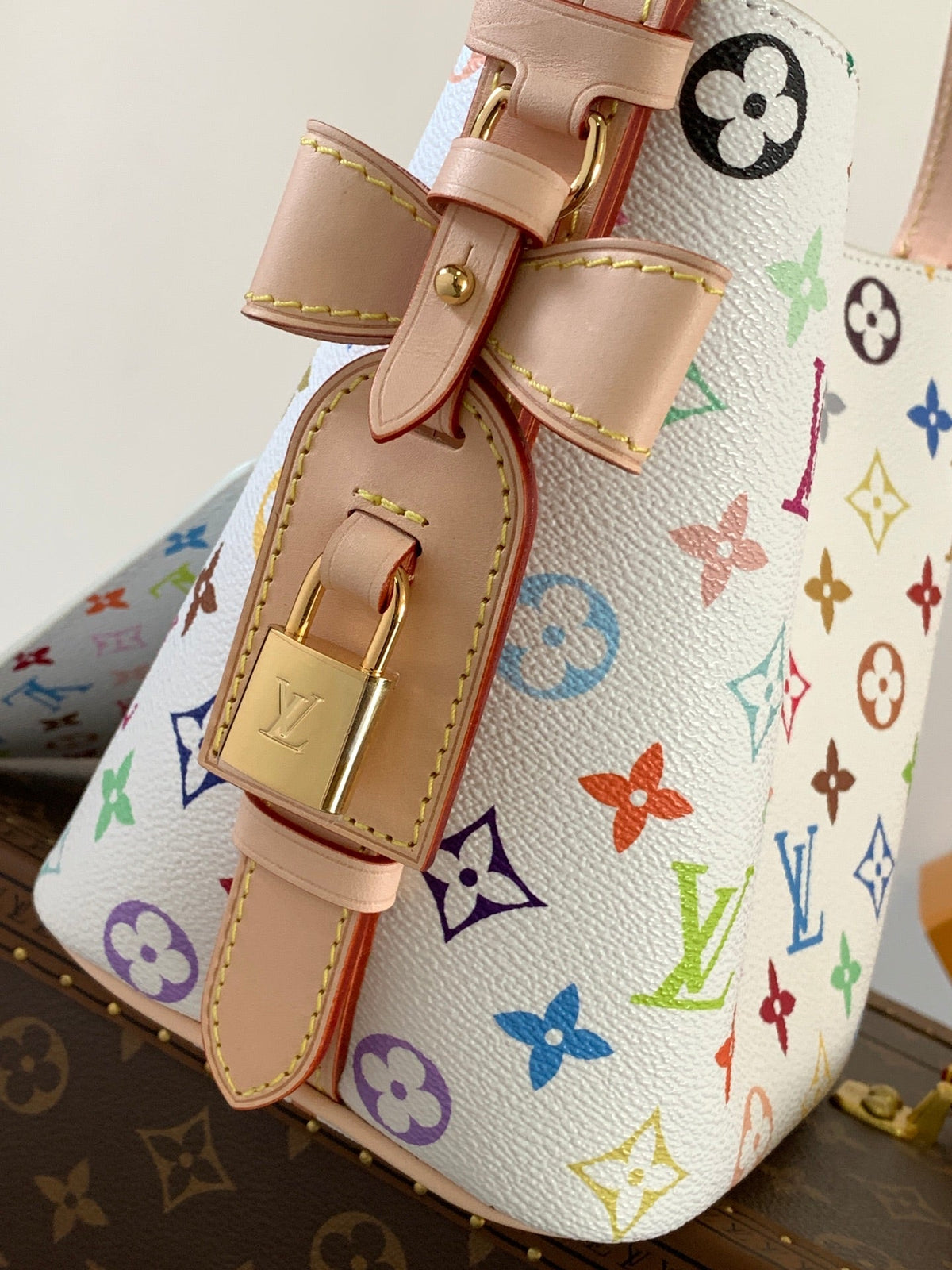 LV All In BB 16cm White Beige Monogram Canvas Cowhide