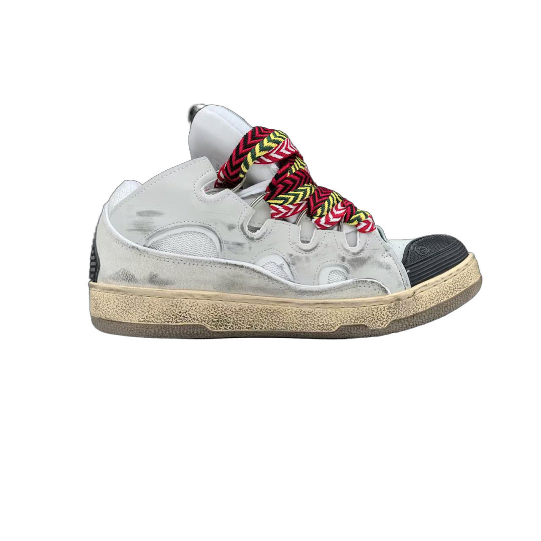 Lanvin Curb Sneakers 'Vintage White' - Distressed Leather