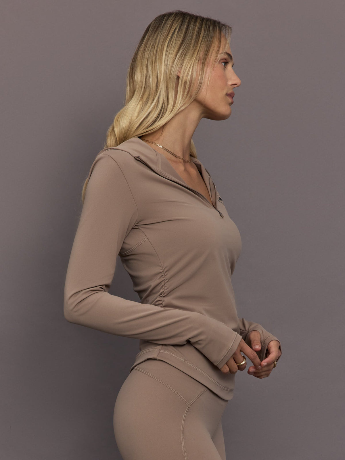 adidas by Stella McCartney Studio Ruched Long Sleeve - Chalky Brown