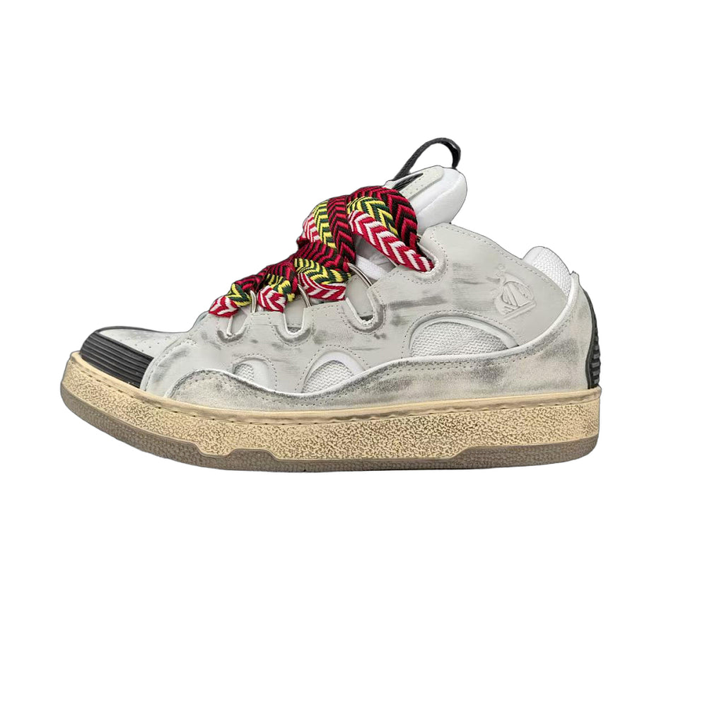 Lanvin Curb Sneakers 'Vintage White' - Distressed Leather