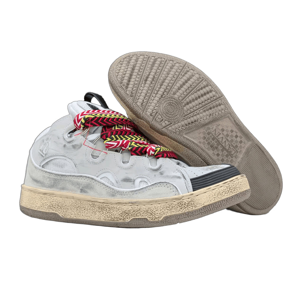Lanvin Curb Sneakers 'Vintage White' - Distressed Leather