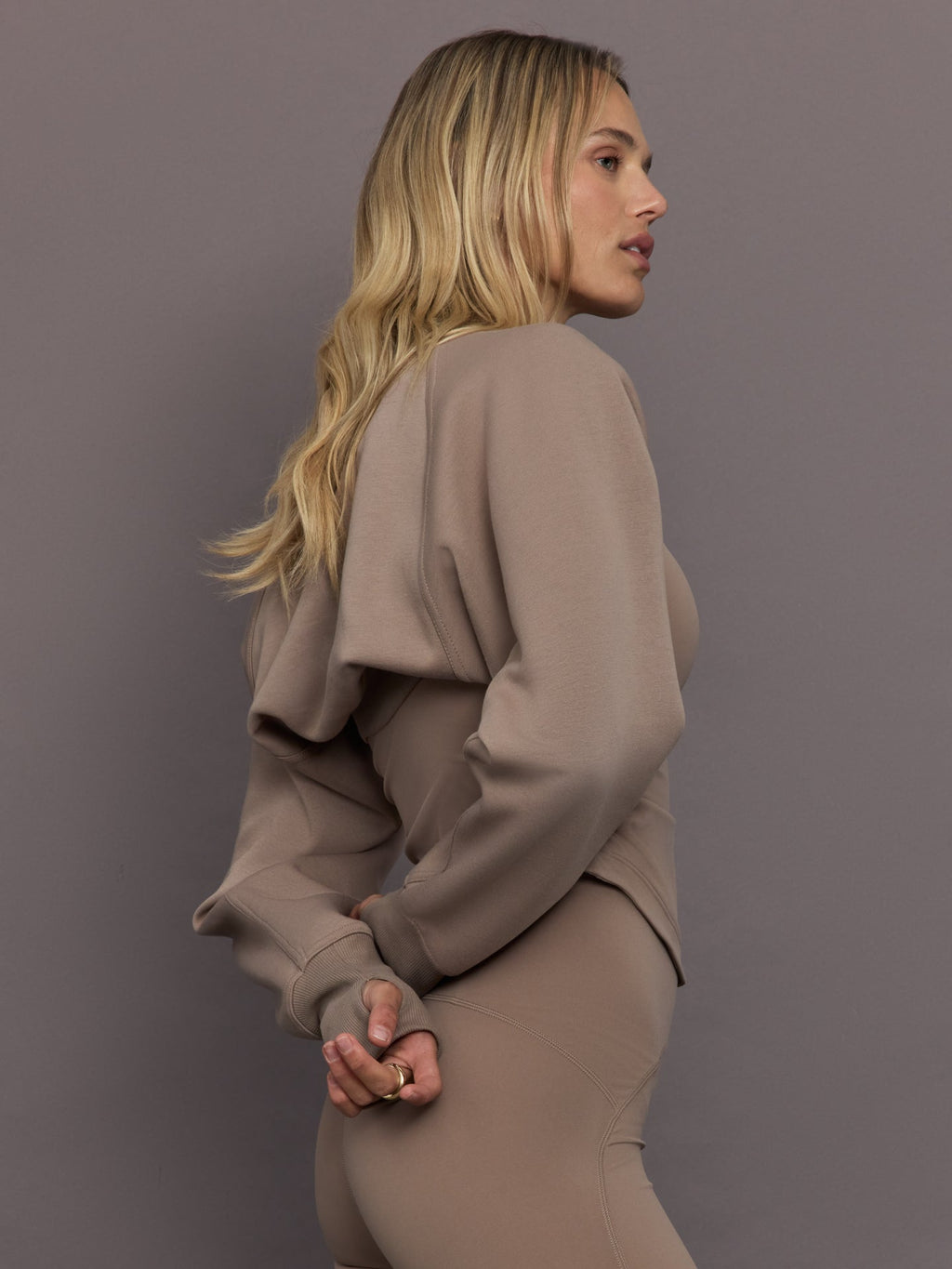 adidas by Stella McCartney Studio Sweatshirt Shrug - Chalky Brown
