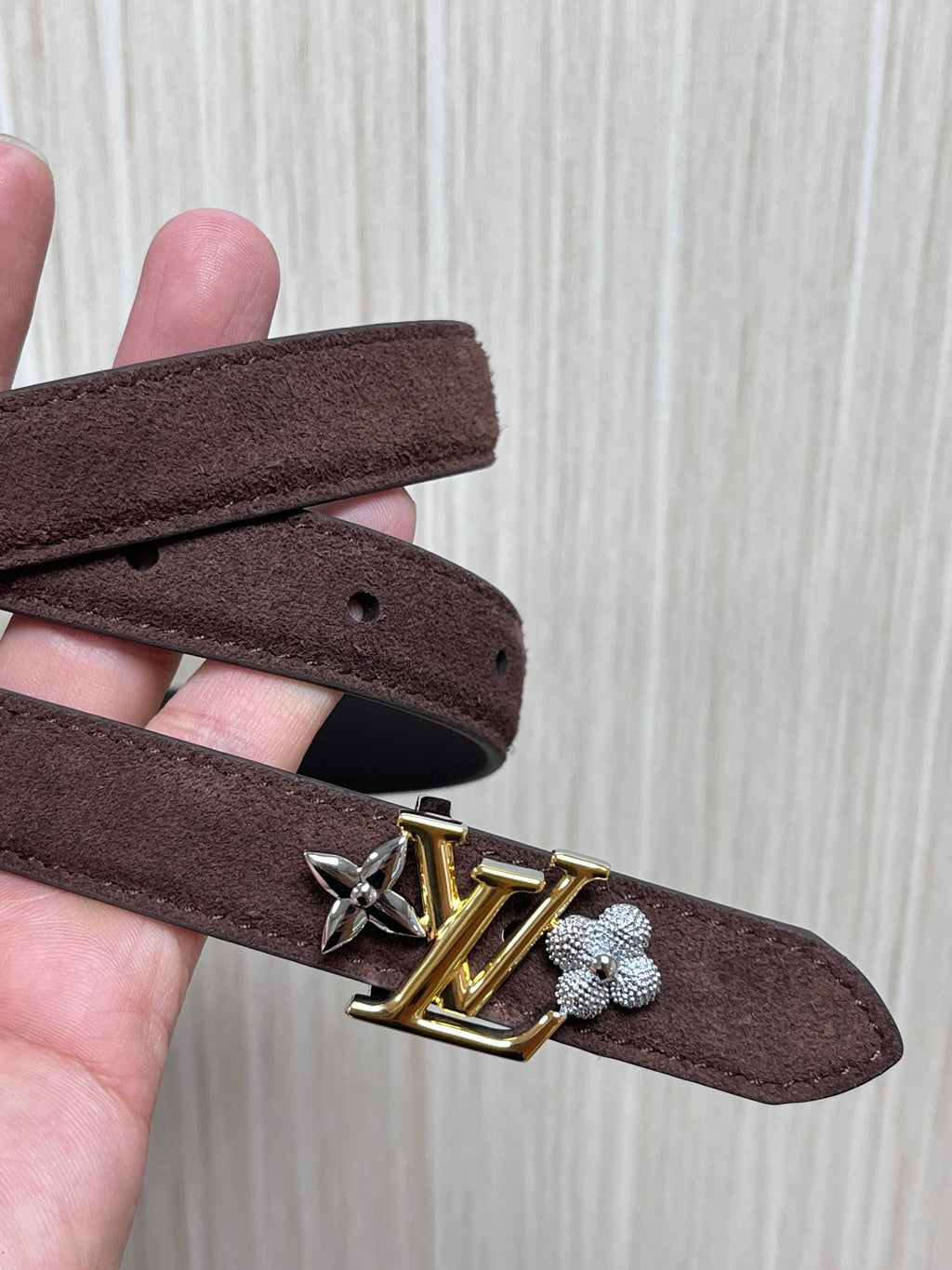 Louis Vuitton LV Bloom 20MM Belt Brown Suede
