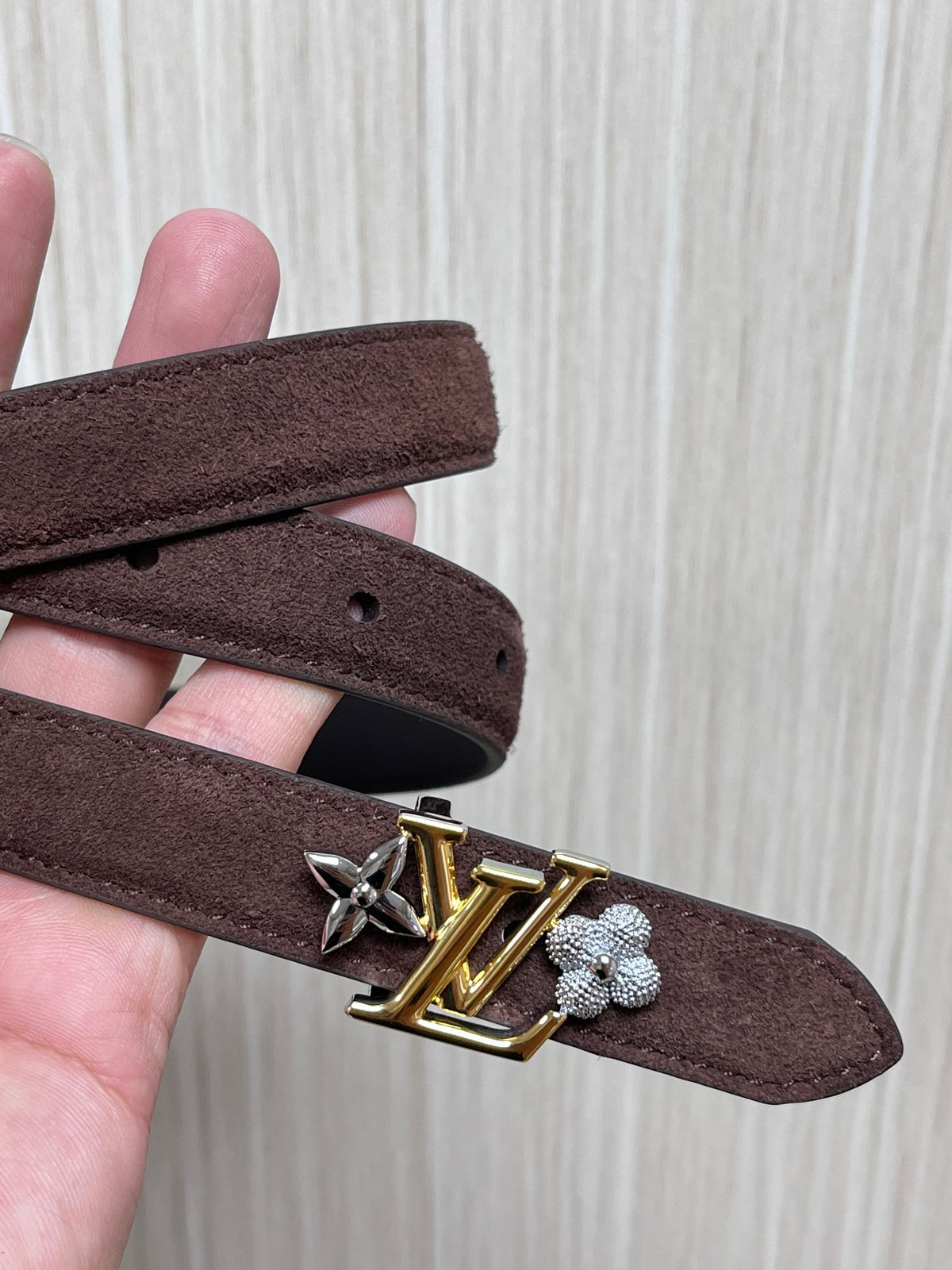 Louis Vuitton LV Bloom 20MM Belt Brown Suede