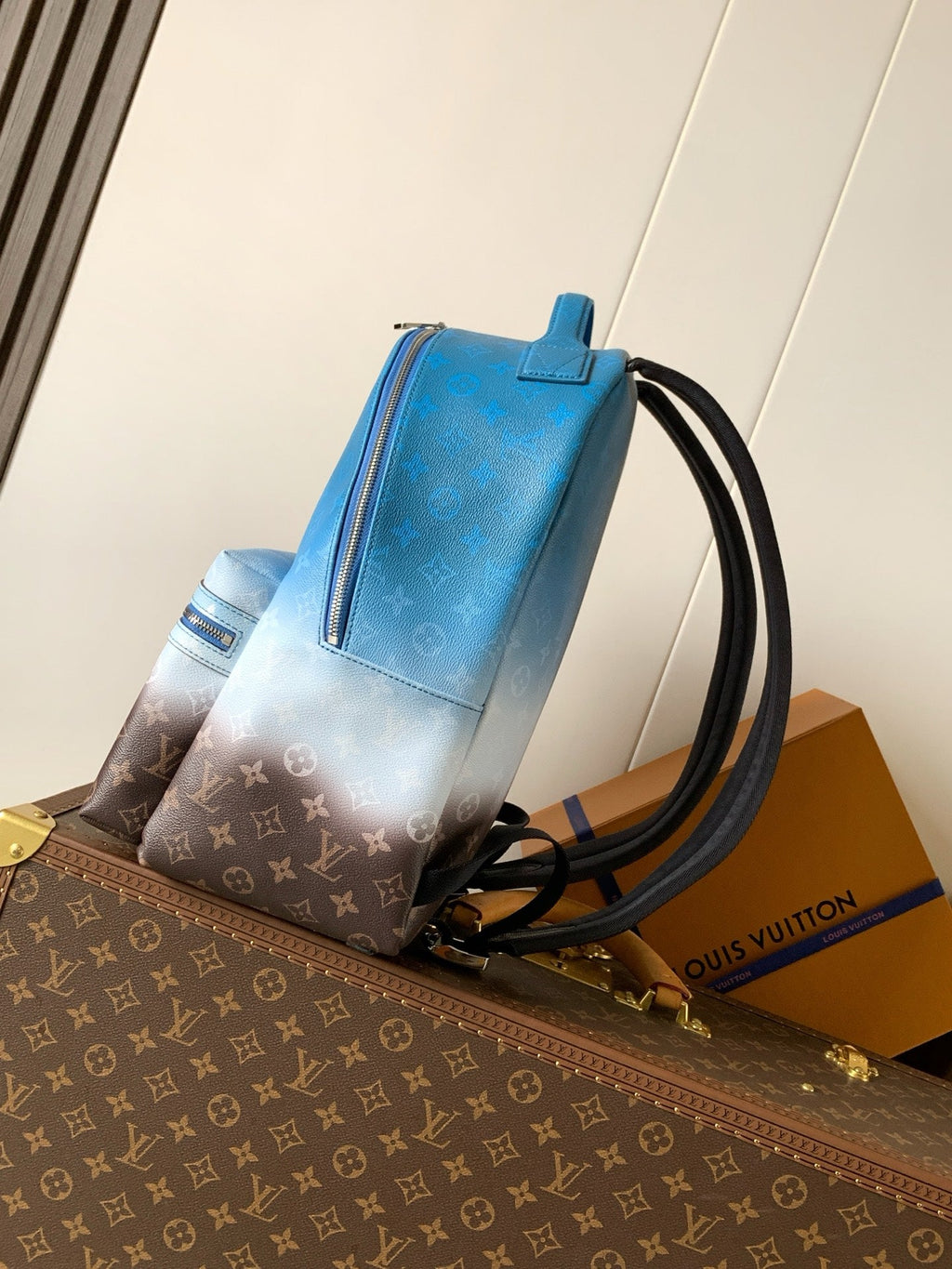 LV Discovery Backpack Blue Brown in Monogram coated Canvas 287019