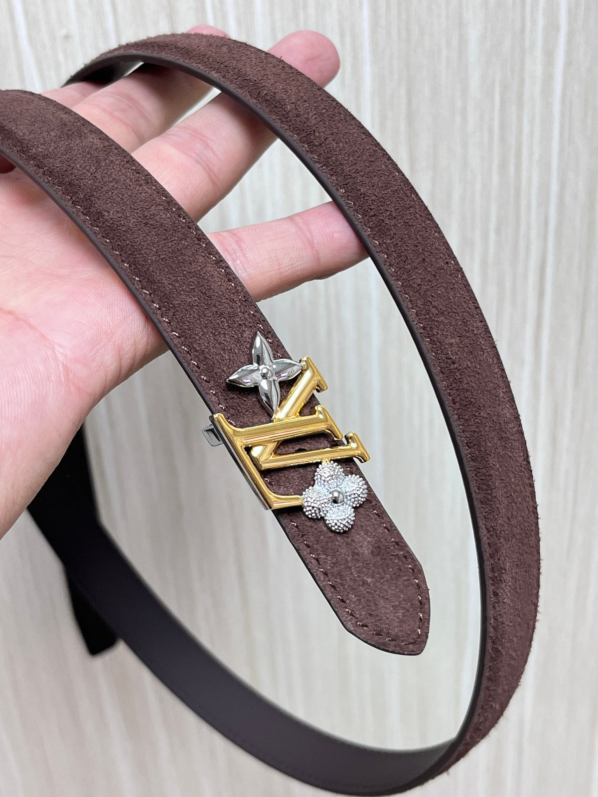 Louis Vuitton LV Bloom 20MM Belt Brown Suede