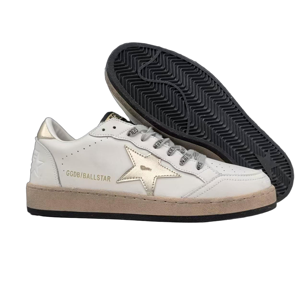 Golden Goose Ball Star White Leather Gold