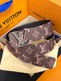 Louis Vuitton LV Initiales 40MM Reversible Belt Monogram Denim Pink