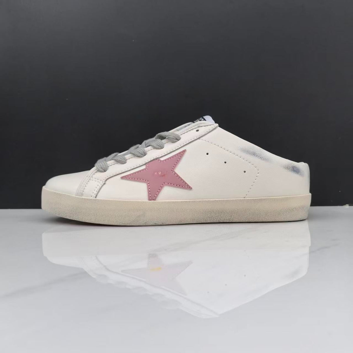 Golden Goose Super-Star Sabot White Leather Pink