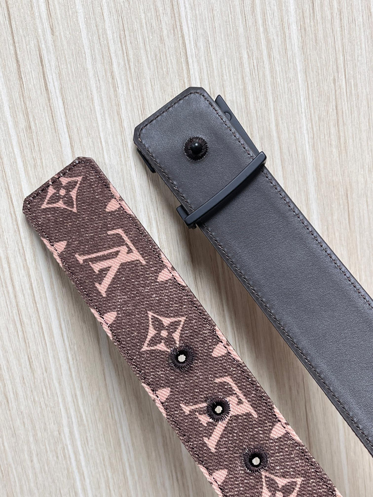Louis Vuitton LV Initiales 40MM Reversible Belt Monogram Denim Pink