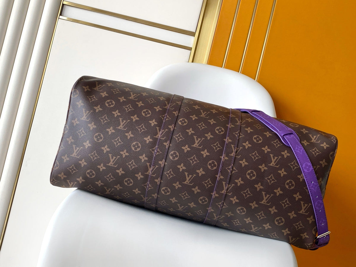 LV Keepall 55 Travel Bag Purple Gradient in Monogram coated Canvas 287221