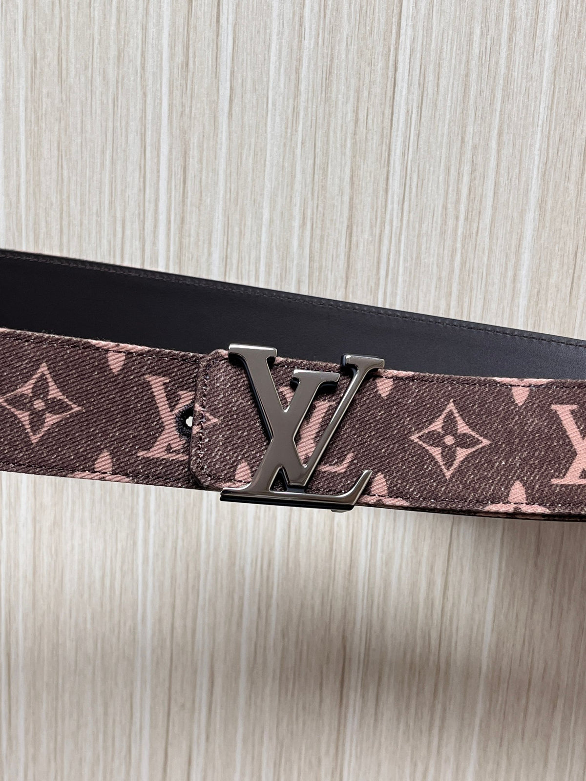 Louis Vuitton LV Initiales 40MM Reversible Belt Monogram Denim Pink