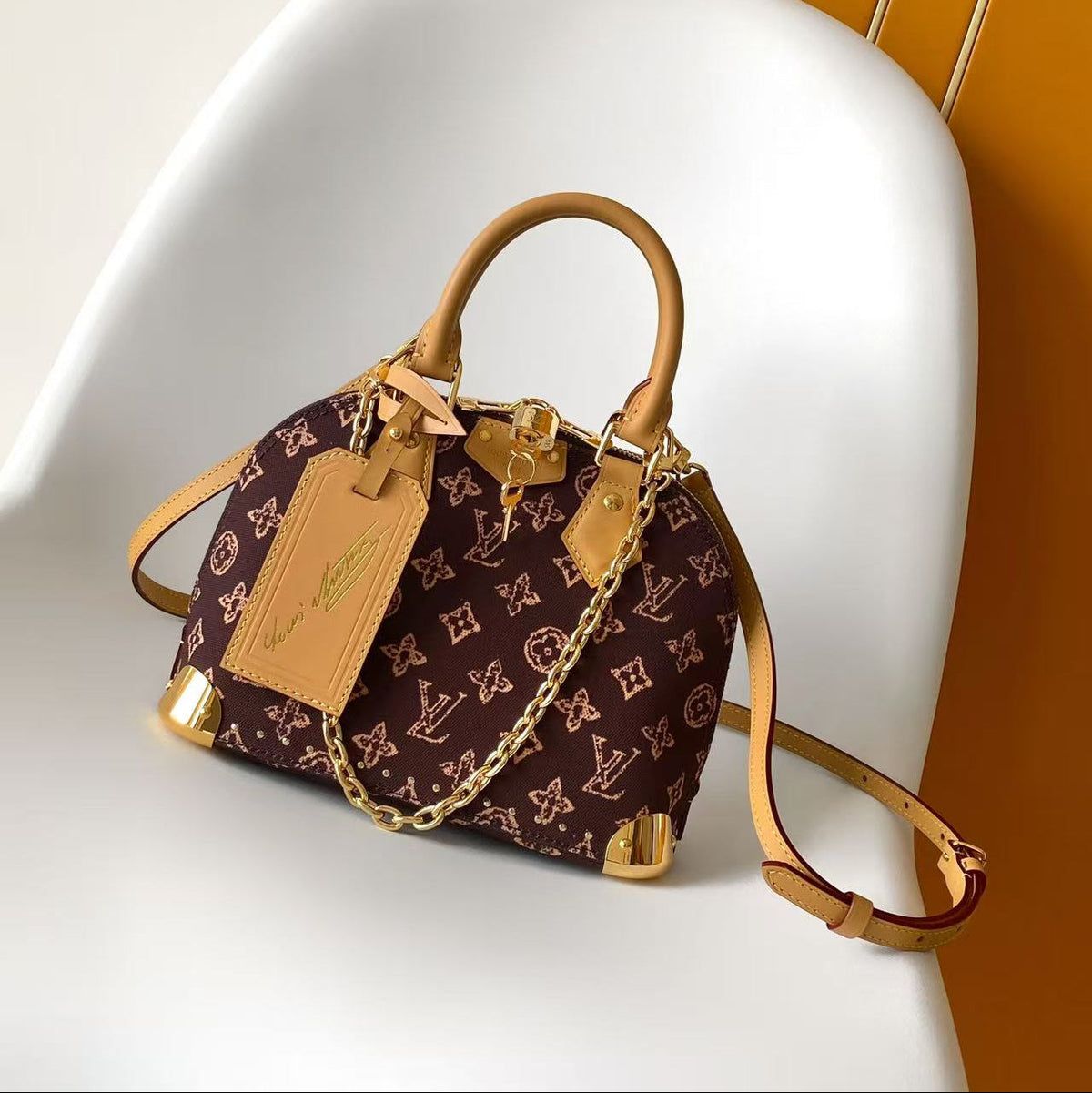 LV Alma Trunk BB Bag 22cm Brown in Denim combined with Cowhide 287208