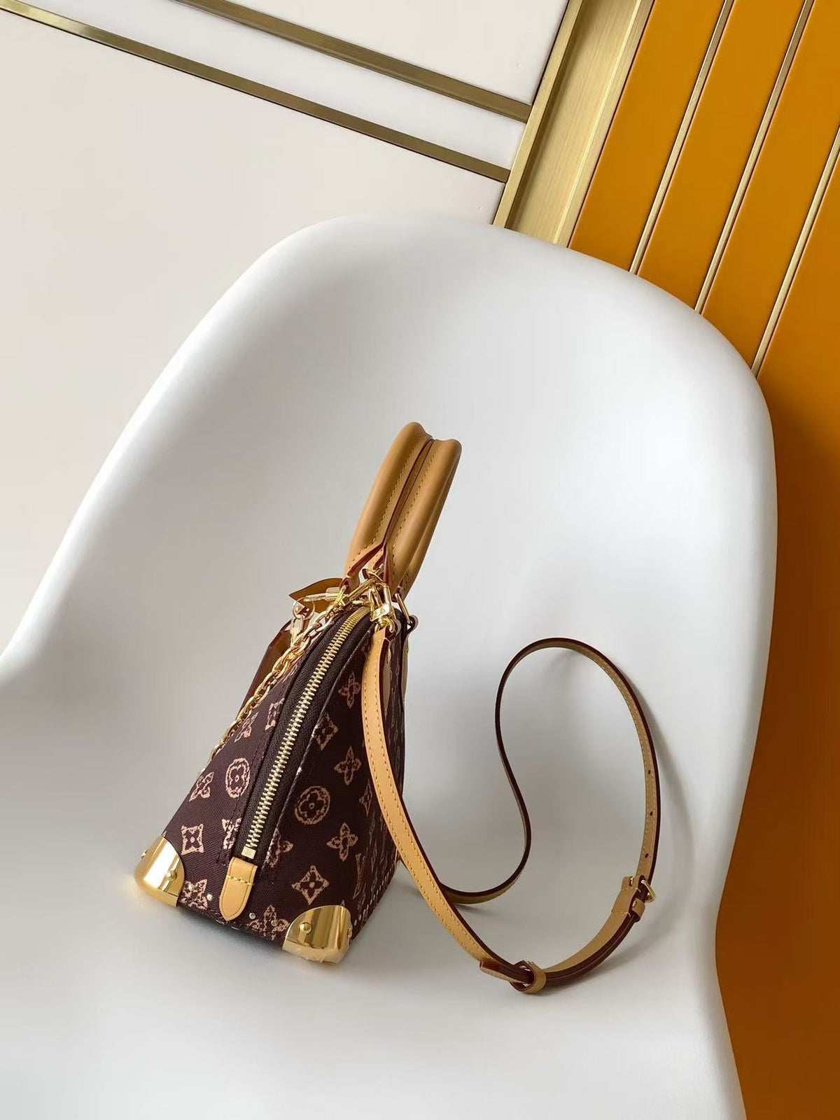 LV Alma Trunk BB Bag 22cm Brown in Denim combined with Cowhide 287208