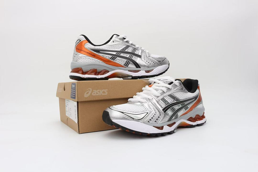 ASICS Unisex GEL-Kayano 14 "White / Piedmont Grey / Metropol Orange" (White Silver Orange Edition)