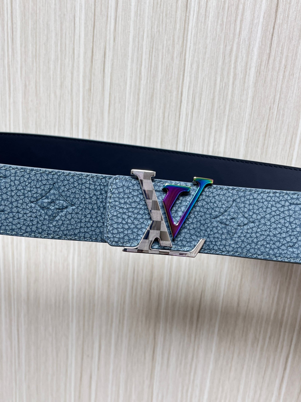 Louis Vuitton LV Initiales 40MM Reversible Belt Light Blue Rainbow