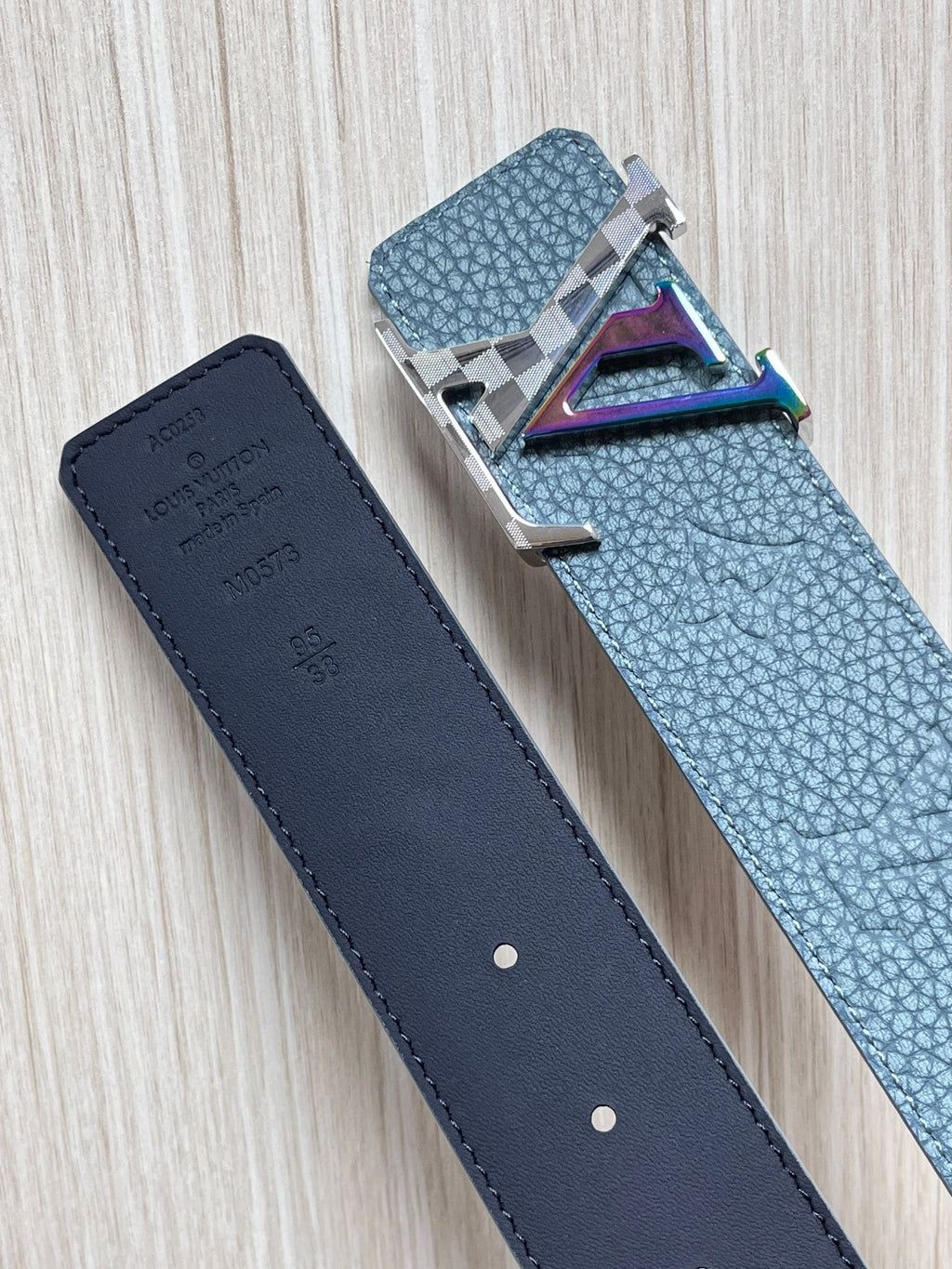 Louis Vuitton LV Initiales 40MM Reversible Belt Light Blue Rainbow