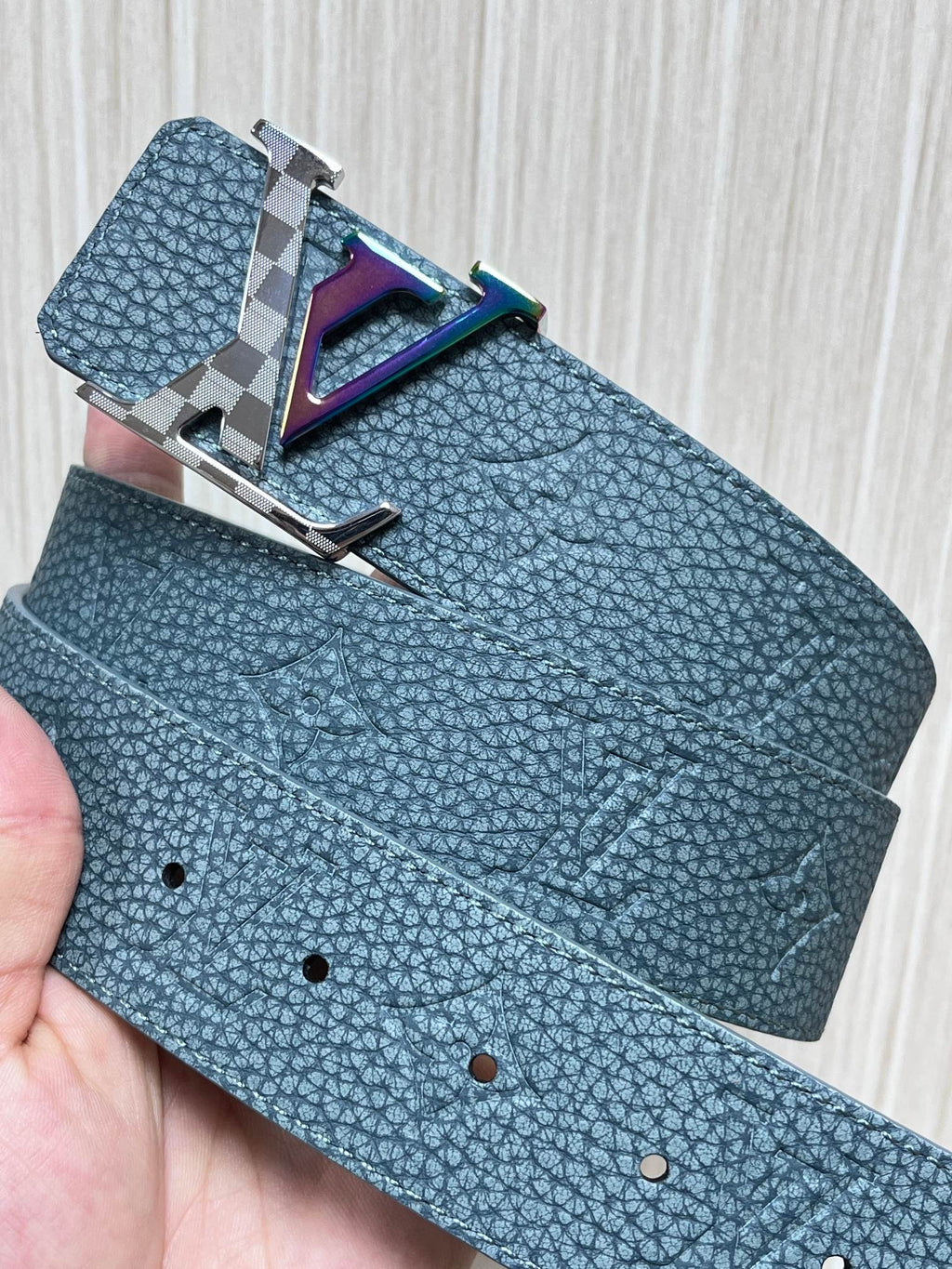 Louis Vuitton LV Initiales 40MM Reversible Belt Light Blue Rainbow