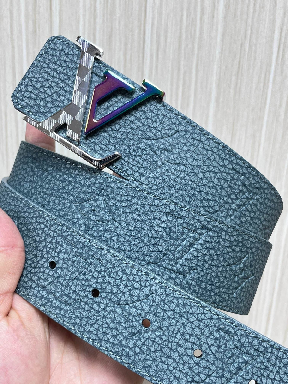 Louis Vuitton LV Initiales 40MM Reversible Belt Light Blue Rainbow