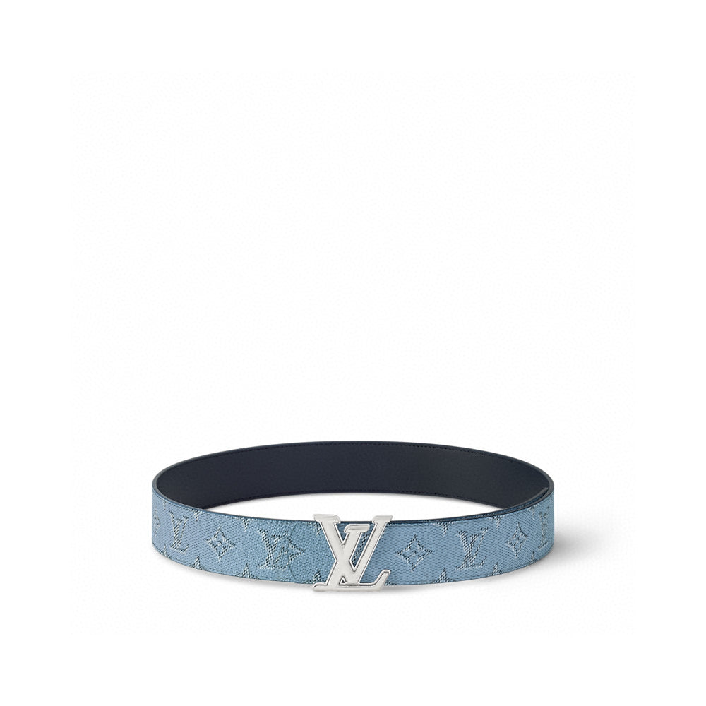 Louis Vuitton LV Initiales 40MM Reversible Belt Monogram Denim Blue