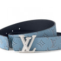 Louis Vuitton LV Initiales 40MM Reversible Belt Monogram Denim Blue