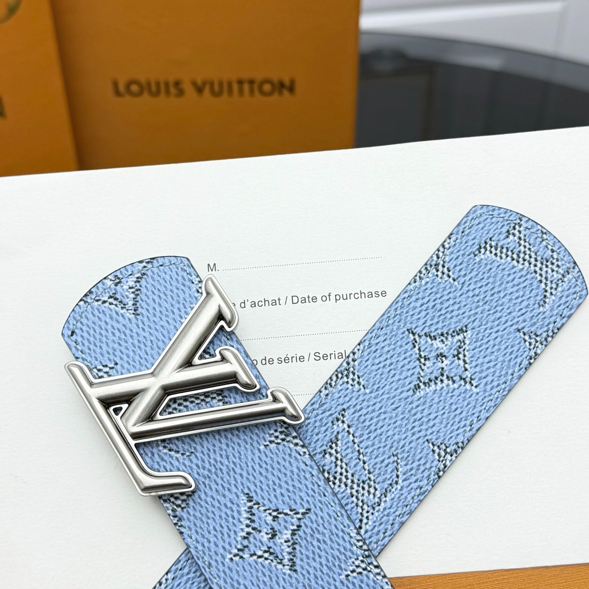 Louis Vuitton LV Initiales 40MM Reversible Belt Monogram Denim Blue