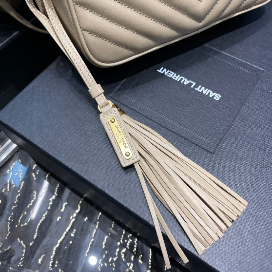 Y Lou Camera Bag Beige With Gold Toned Hardware