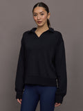 Johnny Collar Sweatshirt in French Terry - Black