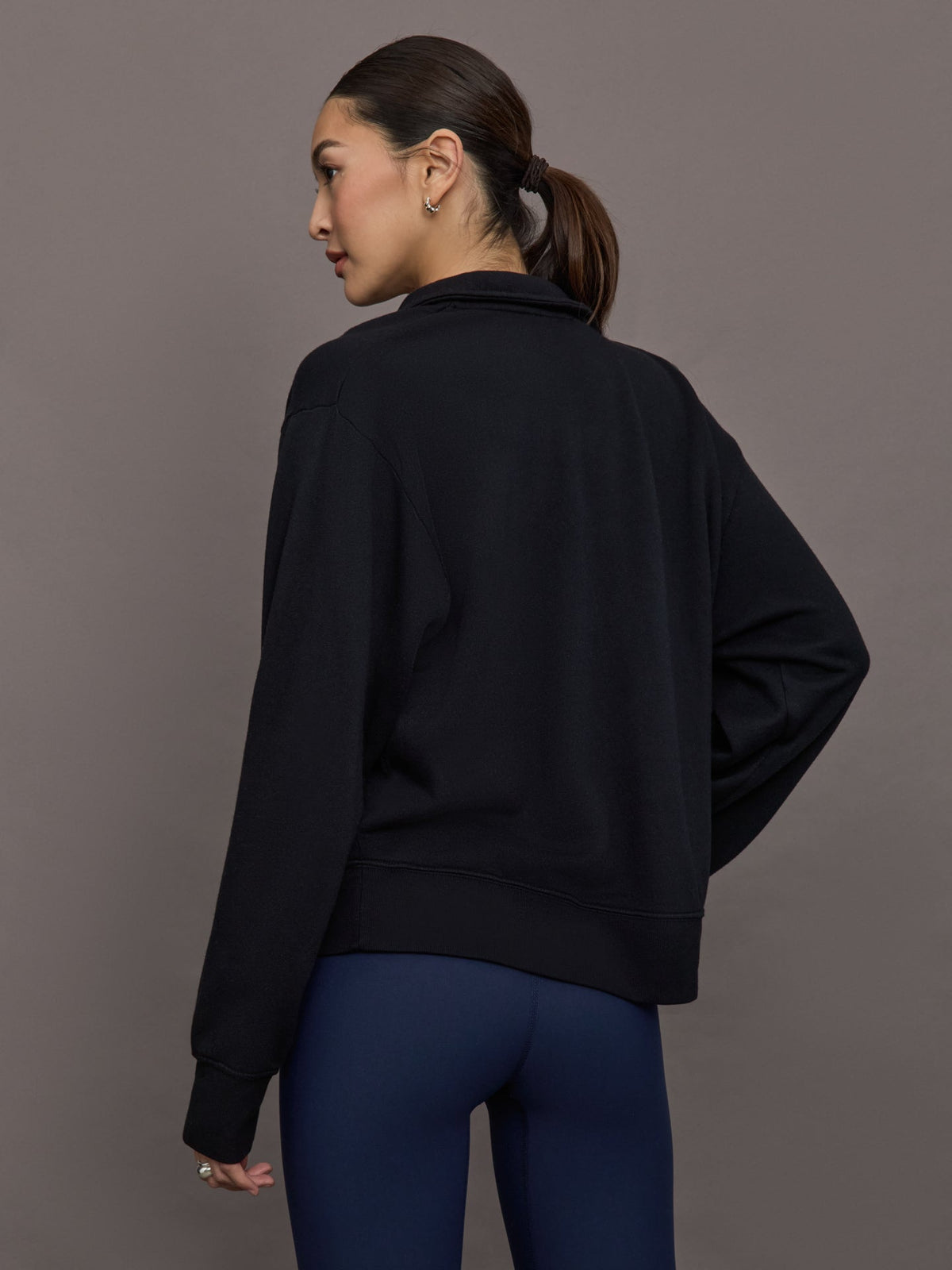 Johnny Collar Sweatshirt in French Terry - Black