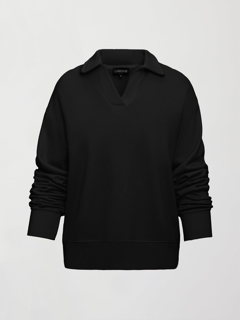 Johnny Collar Sweatshirt in French Terry - Black
