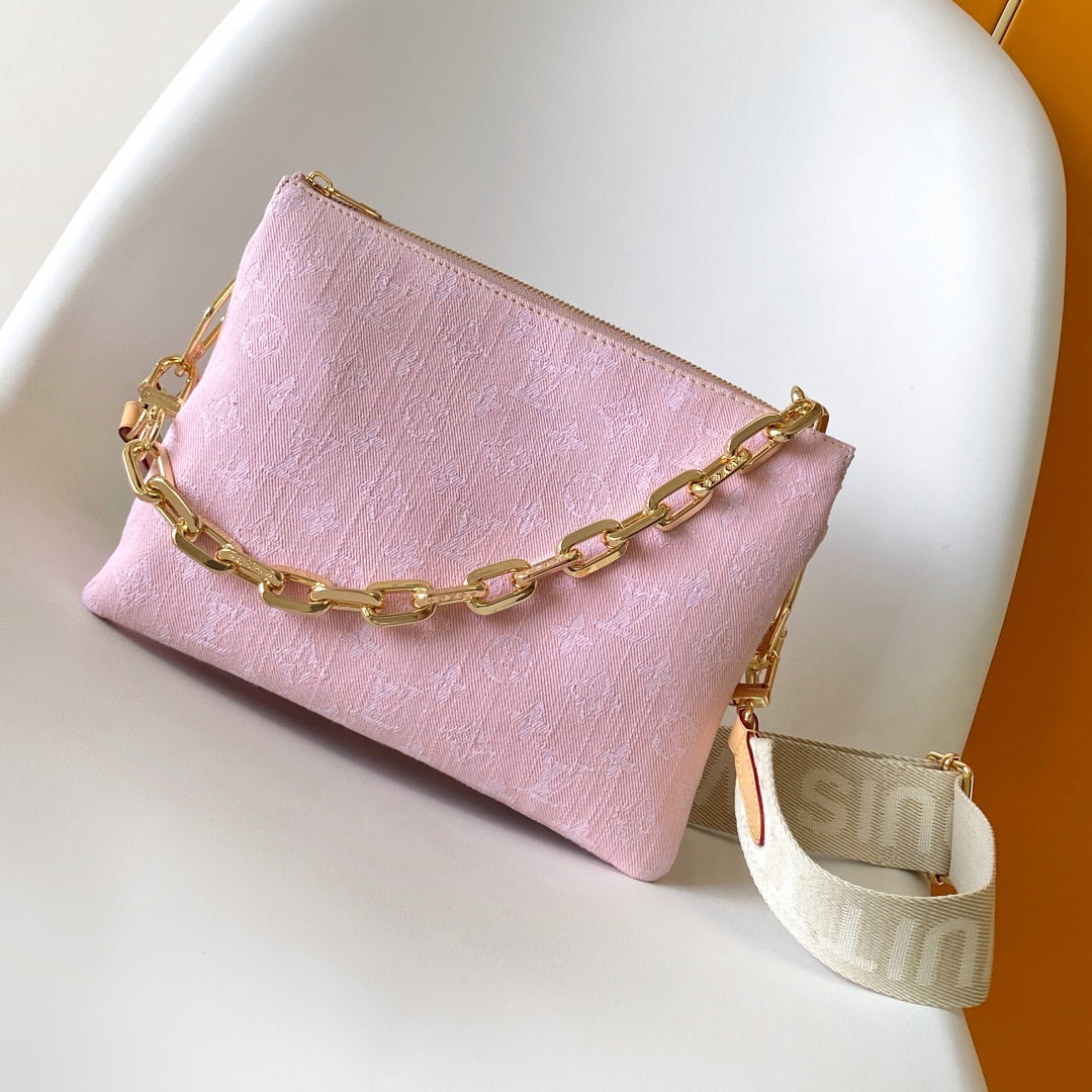 LV Coussin Bag 26 Pink in Cotton Denim 287003