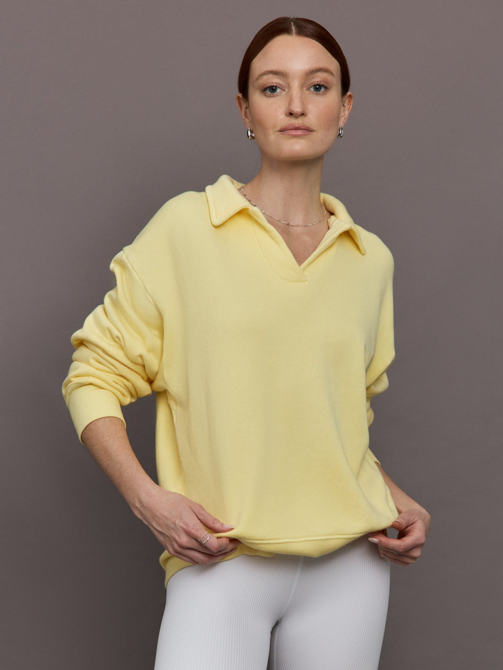 Johnny Collar Sweatshirt in French Terry - Banana